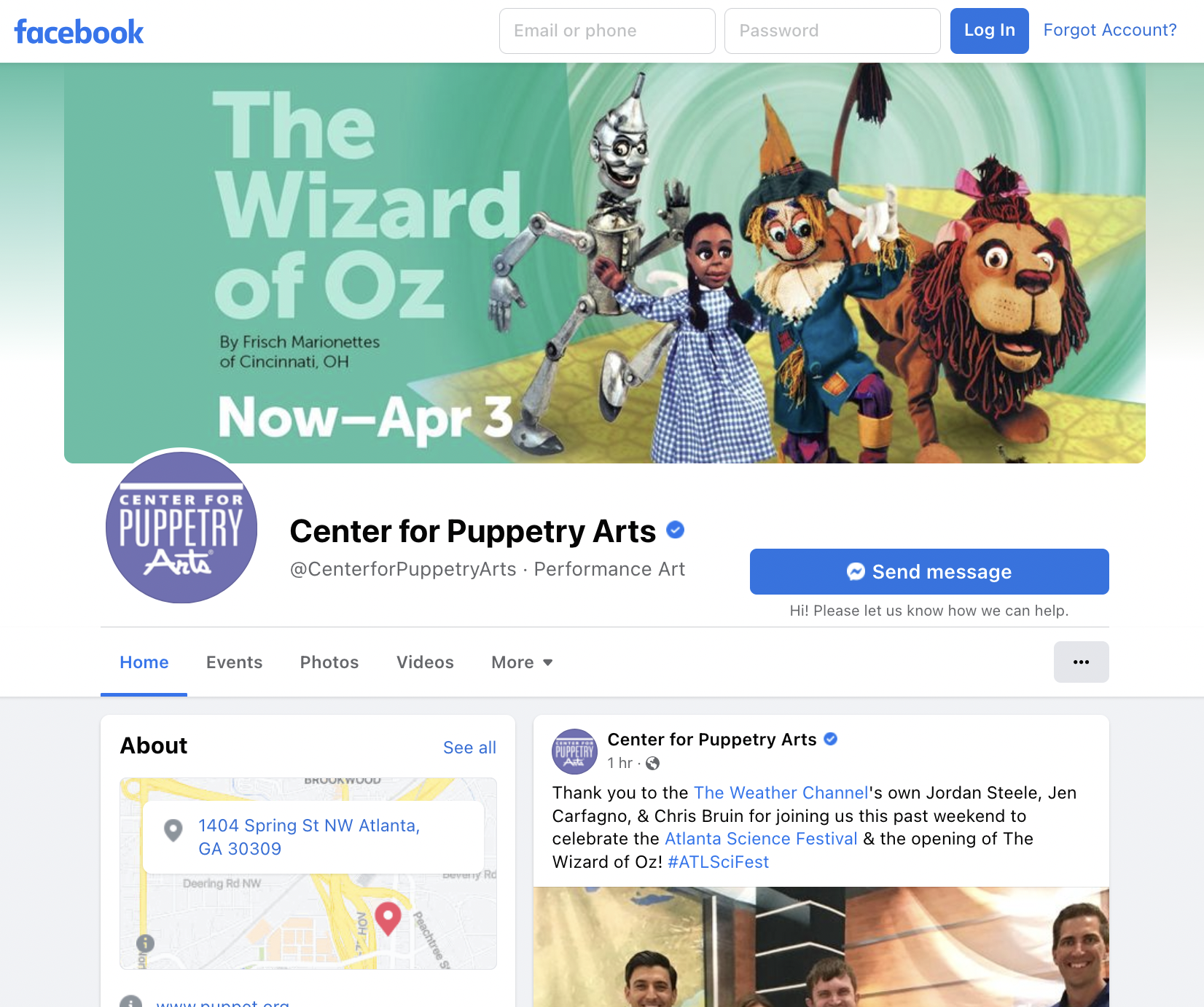 Center for Puppetry Arts Facebook